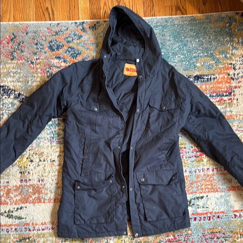 Fjallraven Blue Greenland Parka with Hood and Relaxed Fit